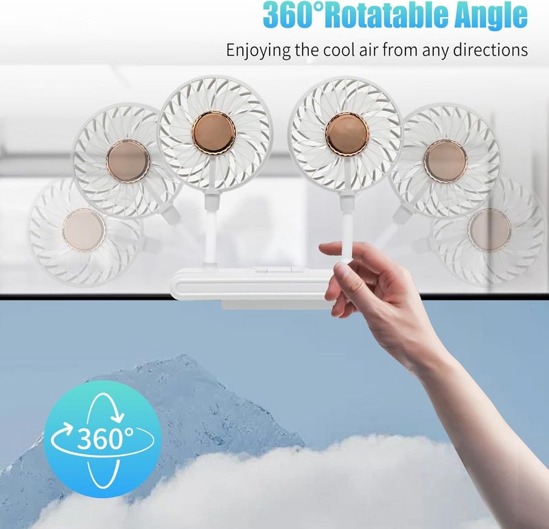 THRRLY Monitor Fan with LED Lights, USB Desktop Fan with 2 Rotatable Heads, 3 Speeds Desk Fans Small Quiet with Sturdy Adjustable Clamp, Strong Wind Office Personal Cooling Fans for Laptop, Desktop. - Image 5